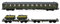 RENFE Waggon-Set, 3-teilig, 12000 und 2 x PMM (1 x beladen mit Panzer, 1 x leer), olivgrüne Militär-Lackierung, Periode V, Verschieden