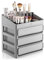 InnovaGoods® Organizador de Maquillaje con 3 Cajones, 9 compartimentos, Bandeja Extraíble, Almacenamiento en baño o dormitorio, para pintalabios, paletas, cremas, Set Expositor Maquillaje. Gris
