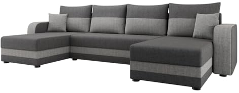 Mirjan24 Ecksofa Nolatio U, Design Eckcouch Couch mit Schlaffunktion, DREI Bettkasten, Wohnlandschaft, Bettfunktion, U-Form Sofa, Seite Universal, Farbauswahl (Lux 6 + Lux 5)
