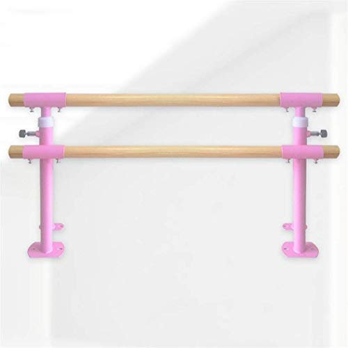 AGrAdi Ballettstange, Doppel-Ballettstange, klappbare Fitness-Gymnastik-Dehnungsstange, Bodentyp-Heimtanzstange, höhenverstellbar (Rosa 1,5 m)