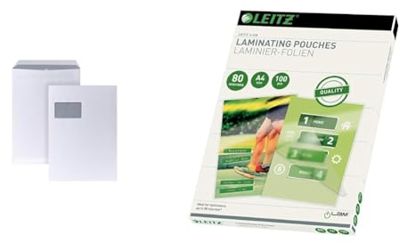 POSTHORN Versandtasche C4 (250 Stück) & Leitz Heißlaminierfolien A4 80 mic