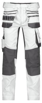 DASSY® Flux Painters Stretch-Malerhose mit Holstertaschen und Kniepolstertaschen - Größe 58 - WEIß/ANTHRAZITGRAU
