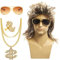 Ymoryiyi Vokuhila Perücke Herren 5er Set 70er 80er 90er Jahre Outfit für Herren Lustiges Hippie Kostüm für 80er Jahre Disco Mottoparty Perücke Herren