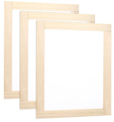 QUARKZMAN 3pcs Marco de Serigrafía, 9.8x7.5 Pulgadas de Madera con Malla Blanca de 160 para Proyectos de Serigrafía DIY