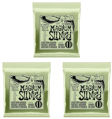 Ernie Ball Magnum Slinky Nickel Wound - Corde per chitarra elettrica - Scalatura 12-56 (Confezione da 3)