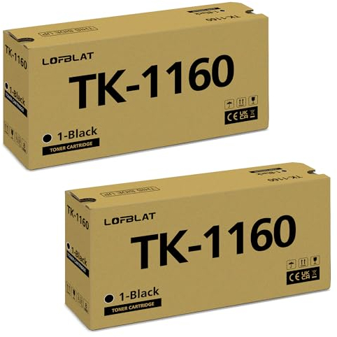 LOFBLAT TK-1160 Toner Kompatibe für Kyocera TK-1160 TK1160 für Kyocera ECOSYS P2040dn ECOSYS P2040dw P2050DN（2er-Pack, 7,200 Seiten pro TK1160 Schwarz Toner）