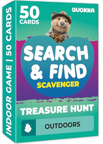 QUOKKA Scavenger Hunt Cards for Kids Ages 4-8 - Outdoor - Activities for Kids Ages 6-8 - Camping Backyard Outdoor Games for Kid 3-6 - Pocket Travel Toys