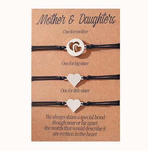 SpetngSake 3 Stück Mutter Tochter Armband,Herze Armbänder Mutter Tochter Sohn,Mama Tochter Armband,Tochter Geschenke Von Mama,Armband Schulkind Mädchen,für Mama Mädchen Weihnachten Muttertag