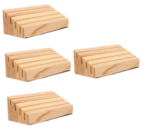VICASKY 4 Stück Spielkarten Halterung Regale für Dominosteine Spielkartenhalter Spielkarten aufbewahrung Spielkarten-Halterung Basen für Spielkarten Ausstellungsständer aus Holz Kartenfach
