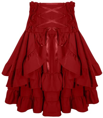 SEAUR Jupe Médiévale Gothique Renaissance Victorienne Dame Steampunk Taille Haute pour Carnaval Festival Cosplay