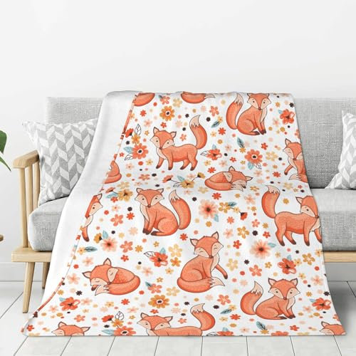 Fox Weiche Überwurfdecke, Flanell-Fleece-Decken, warm, gemütlich, leicht, flauschige Decke für Bett, Sofa, Couch, Heimdekoration, 203 x 152 cm