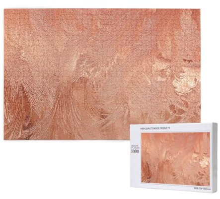 Rose Gold Copper Texture Metallic, Jigsaw Puzzles 1000 Pieces Wooden Jigsaw Toy Family Game Wall Decor for Adults Teens