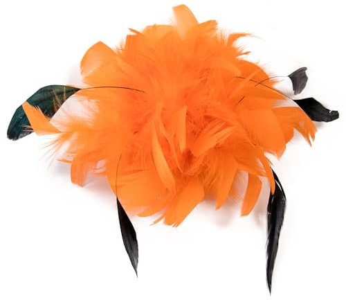 Feder Brosche für Damen, Flauschige Elegante Federbrosche, Feder Ansteckbrosche für Frauen, Kopfbedeckung Deko Brosche, Braut Hochzeit Haar Accessoire für Kostüm Party Schmuck Dekoration,Orange