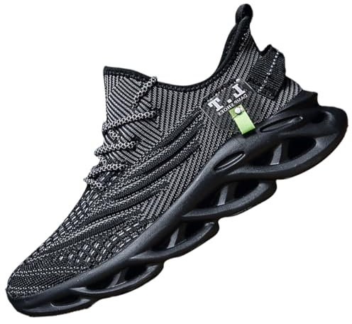 VGPSFN Herren Schuhe Laufschuhe Turnschuhe Sportschuhe Sneaker Freizeit Bequeme Tennis Fitness Fitnessstudio Schuhe Outdoor Leichte Männer Modisch Atmungsaktiv Mesh Schwarz 46