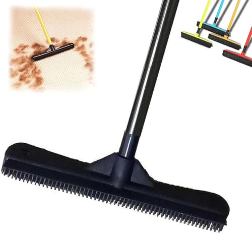 Kolarmo Pet Hair Removal Broom, Rubber Broom for Carpet, Black