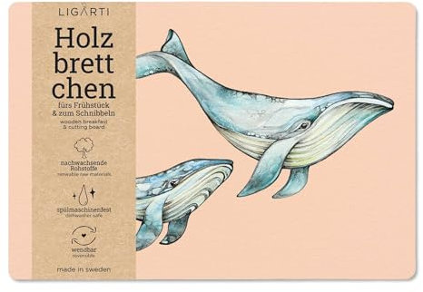 Ligarti® Frühstücksbrettchen aus Holz | Nachhaltiges Frühstücksbrett 22x15 cm, ideal für köstliche Frühstücksmomente | Hergestellt in Schweden, spülmaschinenfest