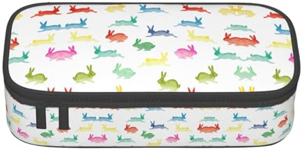 WOPQS Rainbow Rabbit Federmäppchen Federmäppchen Multifunktionale Aufbewahrungstasche Büro Große Kapazität Federmäppchen, Schwarz , Einheitsgröße, Taschen-Organizer