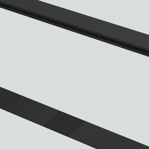 Sliding Door ESG Glass and Aluminium 90x205 Cm Black, Black Sliding Door, Aluminium Frame, ESG Glass - 90x205 Cm with Soft Stop Buffer, for Quiet Operation