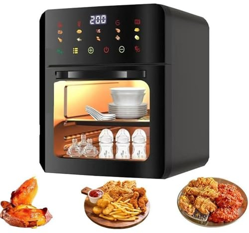VZXATYOP Hot air Fryer 10L with LED Touchscreen 10 Programs preheating & Keeping Warm 1350W Hot air Fryer Air Fryer Without Oil Drying mini Oven Camping
