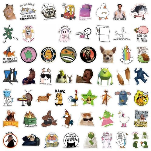 55PCS Funny Meme Stickers, Waterproof Vinyl Laptop Stickers, Cute Stickers for Scrapbooking, Journaling Supplies & Phone Case, Durable Sticker Pack, Wide Range of Applications