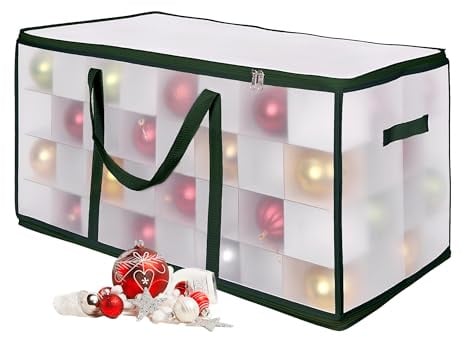 Relaxdays Weihnachtskugel Aufbewahrungsbox, 128 Kugeln, HBT: 37x73x36 cm, Kunststoff, Pappe, Kugelbox, transparent/grün