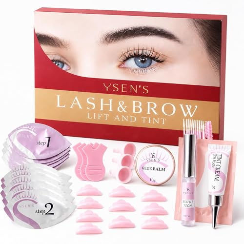 YSEN'S Lifting Pestañas Kit Profesional 4 en 1, Lash Lift Kit con Laminación y de Cejas, Glue Balm para Fijación Precisa, Efecto Natural 6-8 Semanas para Salón y Casa