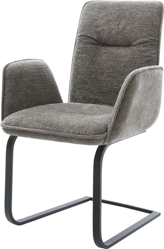 DELIFE Schwingstuhl Vinja-Flex Freischwinger flach Schwarz Bouclé Soft Schlamm