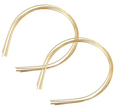 mophrati Set of 10 Smooth Metal Wire Headbands for DIY Crafts Fashionable and Reliable, Gold, 1.5mm