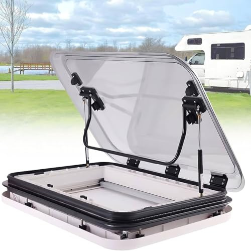 LJCSSD Oblò per Tetto di Camper e roulotte con Luce LED, 500/700/800 x 500 mm, lucernario a LED per Camper e roulotte, Grande Finestra per roulotte e rimorchi. 50x50cm