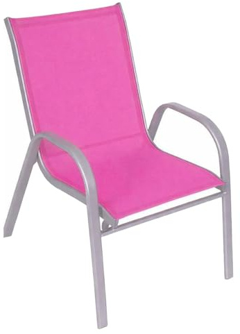 Hline Kinderstuhl aus Metall Kinder Gartenstuhl Sessel Stuhl stabil robust (1 Stück ROSA)