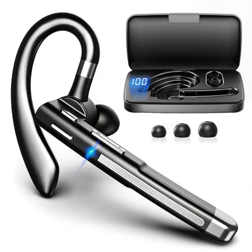 Xoruezls Auriculares Manos Libres Oreja Bluetooth V6.1 con 100 Horas de Juego Auricular Bluetooth Telefono con Doble Micrófono ENC Cancelación CVC8.0 para Negocios/Oficina