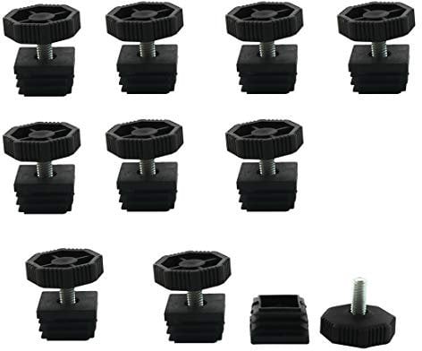 sourcing map Leveling Feet 30 x 30mm Square Insert Adjustable Furniture Leg 10 Sets