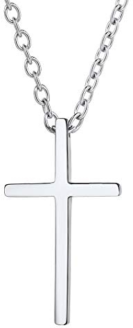 Richsteel Collier Croix Homme Femme Acier Inoxydable 50+5 cm Pendentif Croix Chaîne Réglable Ras de Cou pour Adultes Unisex