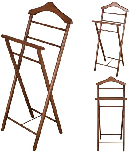 Staboos 3er Set Stummer Diener aus Massiv Holz - klappbarer Herrendiener und Butler - fertig montierter Damendiener Kleiderständer in 3 Farben (Nussbaum)