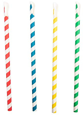 100 unité - Pailles À Franges Avec Cuillère Ø0,8X21 Cm Assorti Papier