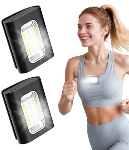 GOANDO 2 Pack Safety Jogging LED Light, Black, Water Resistant, 4 Modes, USB Charging, Strong Magnetic Clip for Night Running, Walking, Hiking