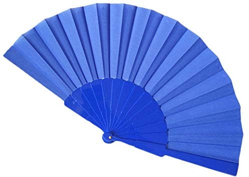 WS UK Fabric Handheld Folding Fan [Dark Blue]