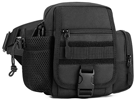 Huntvp Tactical Military Shoulder Bag Crossbody Messenger Bag Handbag Molle Pouch Backpack Attachment for Daily Use Outdoors (Black-2in1)