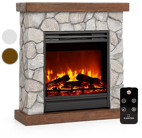 Klarstein Chimenea Electrica Bajo Consumo Pared, Estufa sin Leña de Interior, Chimeneas Electricas Decorativas 2000W, Llama LED, Chimenea Decorativa con Mando, Temporizador y Efecto Real Troncos