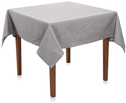 Tischdecke Baumwolle Linon - Uni, Einfarbig, Baumwolltischdecke, Tischtuch, Tischdeko (Hellgrau, 130x130 cm)