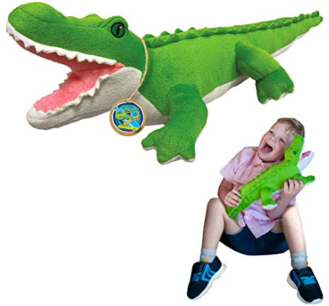 EcoBuddiez - Crocodile from Deluxebase. Large 55cm Soft Plush Animals made from Recycled Plastic Bottles. Eco-Friendly Cuddly Gift for Kids and Cute Stuffed Animal Toy for Toddlers.