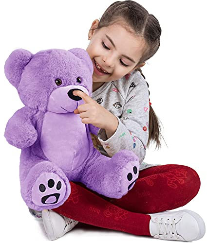 VERCART Orsacchiotto di Peluche Orso Bambola Morbida Regalo di Compleanno Fidanzata Natale Adulto Bambina Viola 25cm Seduto