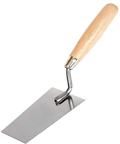 Toolty Stainless Steel Bucket Trowel - 140mm - Wooden Handle - for Scooping and Scraping: Mortar, Cement, Plaster - Masonry, Brickwork DIY - TLTY-0201