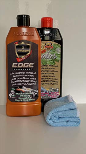 MacBrite Set µTitanium Edge + Lotos + Mikrofasertuch GRATIS *Neue Rezeptur* Autopolitur Politur Lackversiegelung Hochglanz Nano Effekt