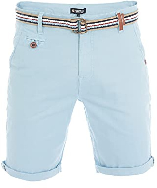 riverso Kurze Hosen Herren Chino Shorts Kurz mit Gürtel Regular Fit RIVKlaas Chinoshorts Bermuda Stretch, Größe:W 30, Farbe:Light Blue (59200)
