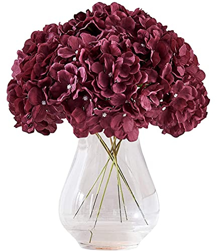 Kislohum Künstliche Hortensienblütenköpfe, Seidenblumen mit Stiel, für Hochzeitsgestecke, Blumensträuße, DIY-Blumendekoration, Heimdekoration, 10 Stück, Altrosa