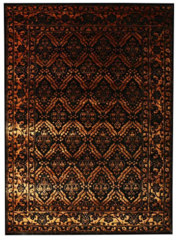 New Monroe Teppich, 170 x 240 cm, traditionelles handgeknüpftes Design, Seide/Wolle, Braun