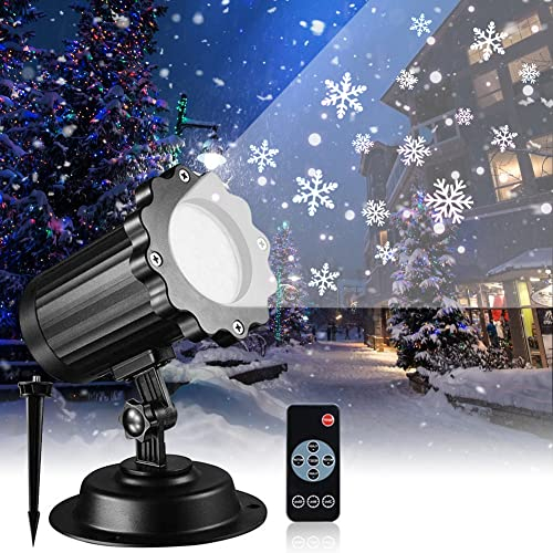 LED Projektor Weihnachten aussen, Schneeflocke Weihnachtsprojektor außen Projektionslampe mit Fernbedienung Wasserdicht IP65 Schneefall Projektor Licht Außen Projektor für Weihnachten Hochzeit