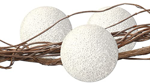 BigDean 3x LED Kugel mit 6 Stunden Timer - warmweiß - 12 cm - Leuchtkugel für Innen - Kugelleuchte batteriebetrieben - Lichterkugel aus Kunststoff