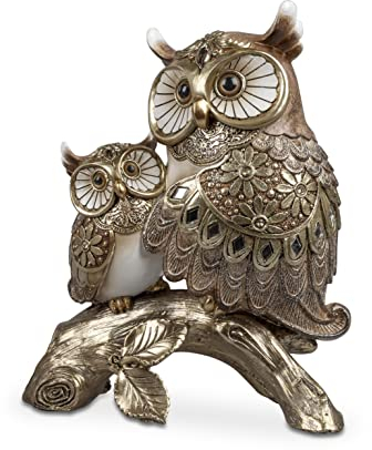 formano Dekofigur Eulenpaar aus Kunststein Luxor Gold Eule (Eulenpaar 22cm)